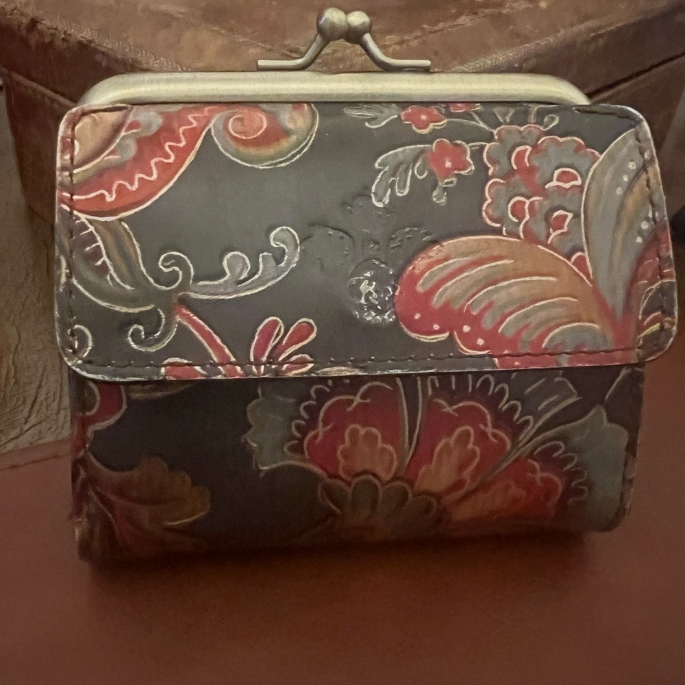 Patricia Nash Floral Embossed Multi-Color Leather Coin Purse